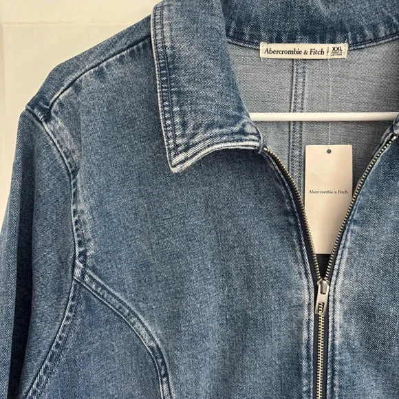 NWT Abercrombie & Fitch Denim Full Zip-Front Short Sleeve Dress Size XXL - Picture 6 of 6